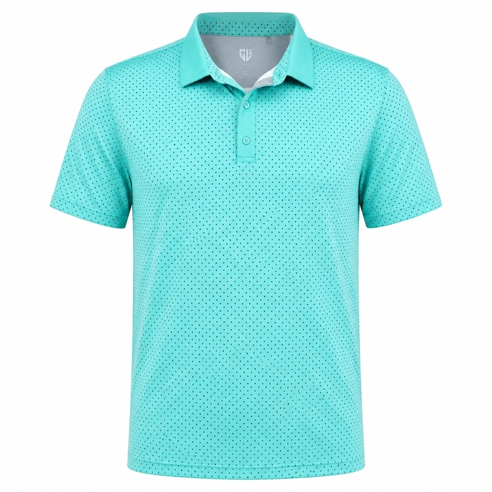 Graham Luxe Turquoise Geometric Golf Polo Shirt mens 2XL streetwear preppy tall